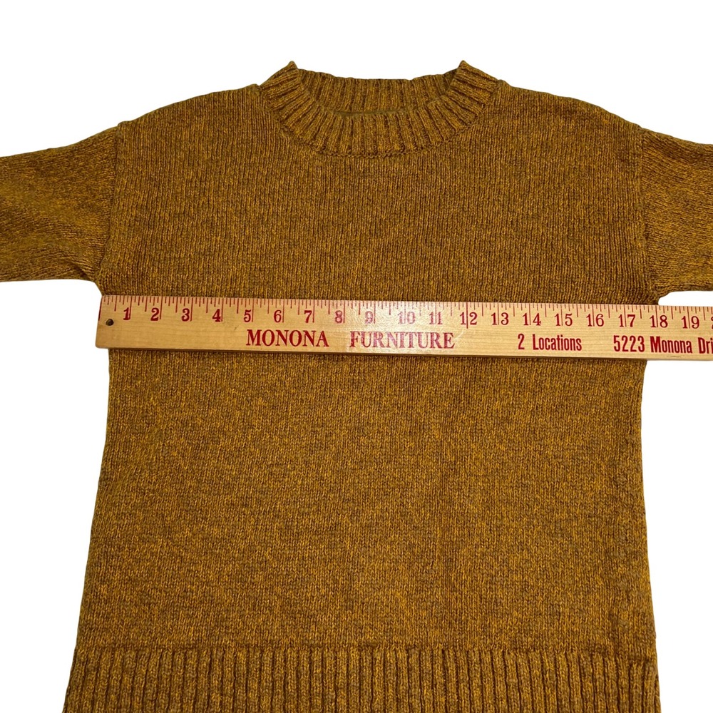L.L.Bean Women's Sweater Small Brown Mustard Knit Crewneck Cozy Fall Pullover - Picture 5 of 8
